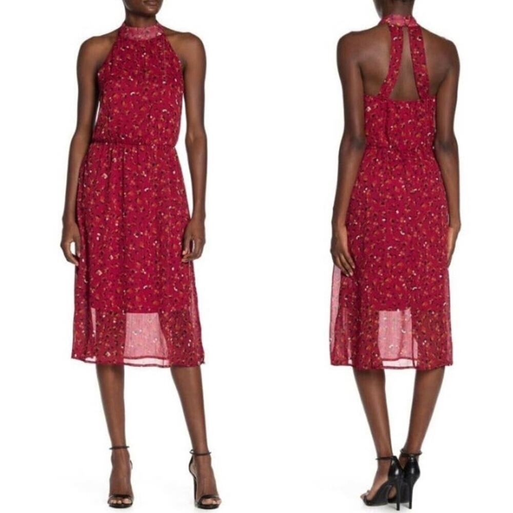 Superfoxx red animal print midi halter dress cocktail party, sexy, date night